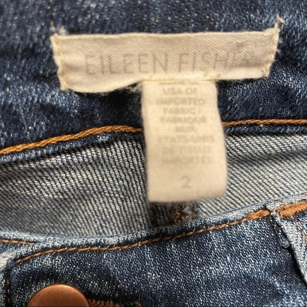 2/$30  Eileen Fisher Dark Wash Skinny Leg Jeans - Picture 5 of 7